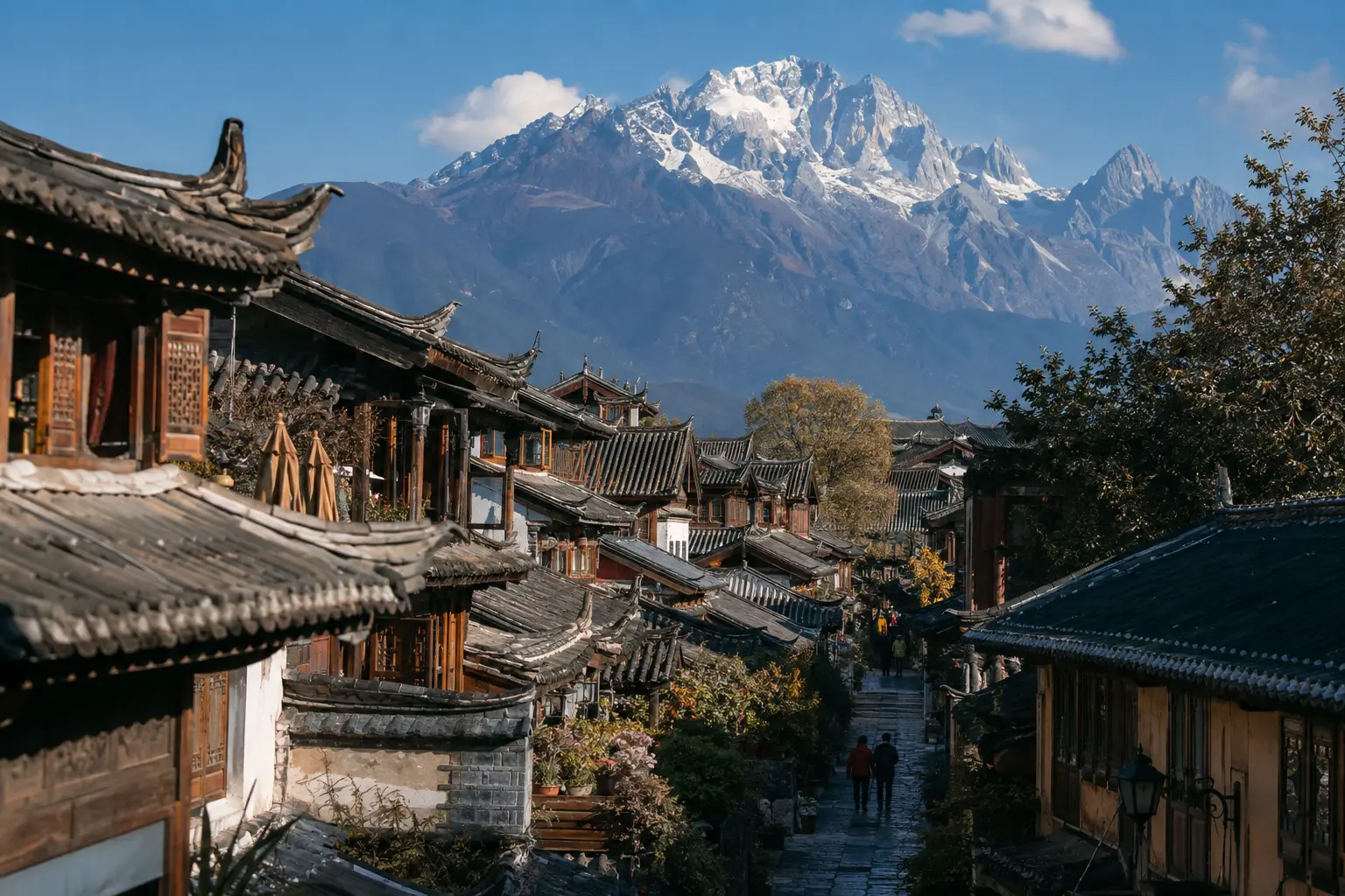 Lijiang Old Town with Jade Dragon Snow Mountain